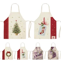 christmas gift flower lavender pattern linen apron women kitchen apron hairdressing products baking accessories apron for men