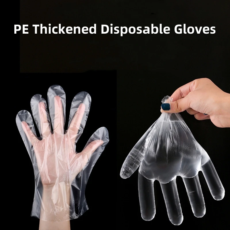 100 шт. прозрачные одноразовые полиэтиленовые перчатки