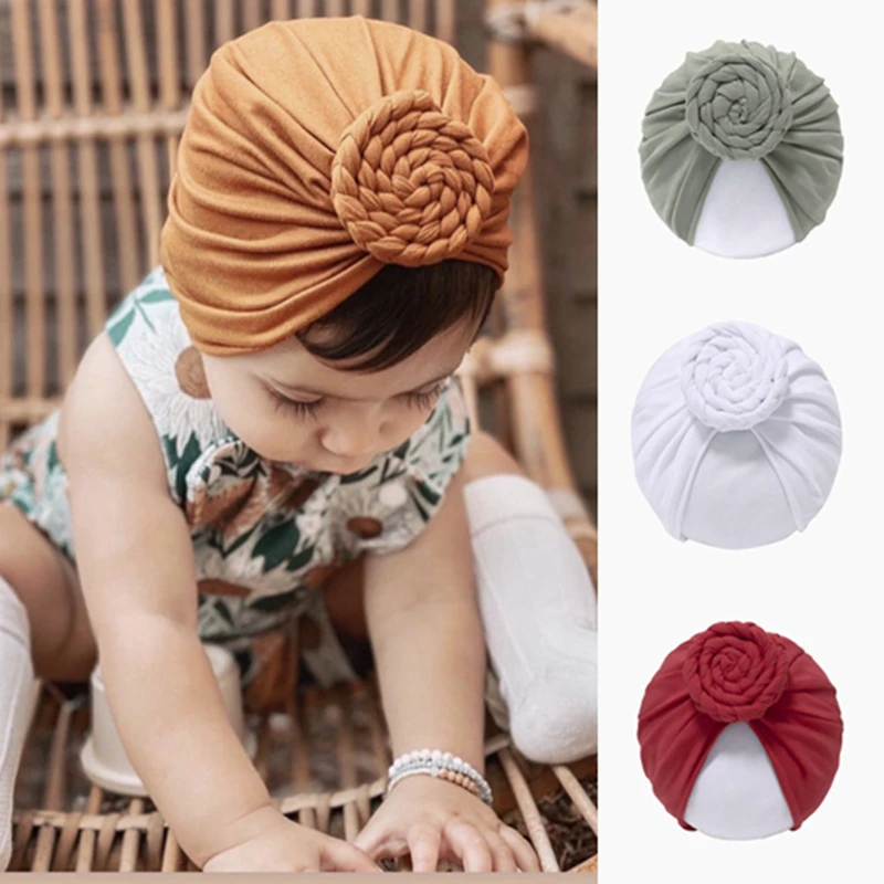 

Baby Cotton Turban Coiled Braid Hat Headbands For Kids Elastic Baby Girls Head Wrap Newborn Beanie Infant Bonnet Cap Hair Access
