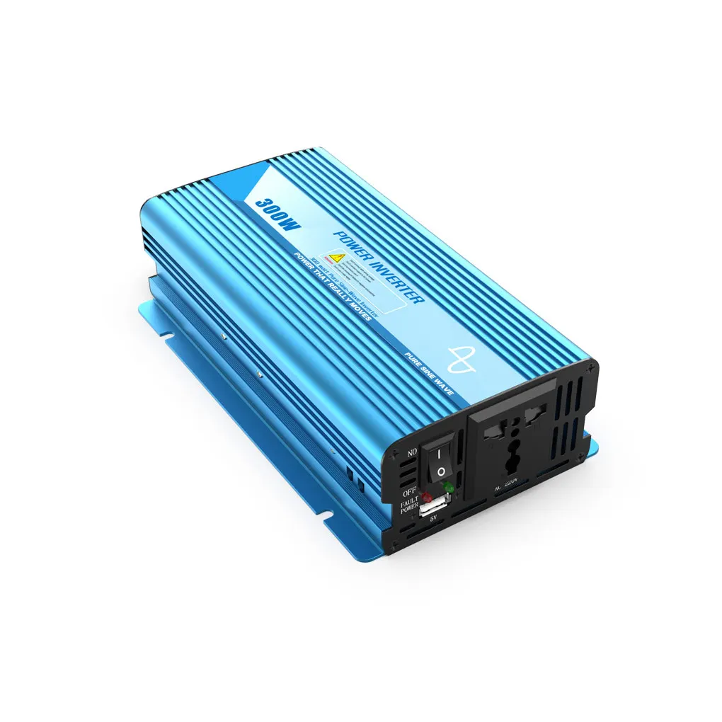 

12V to 220V 300W Inverter Aluminium Alloy Solar Pure Sine Wave Multi Protection Converter Compatible Energy Saving Transformer