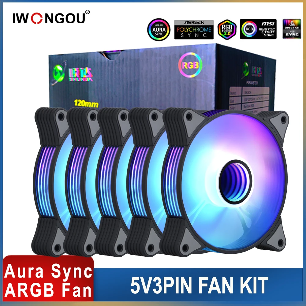 120mm Fan Ar12pro Kit Cooler Rgb 12cm Argb 4pin Pwm Cooler for Pc Case IWONGOU Unlimited Space Slient Pc Cooling Ventilateur