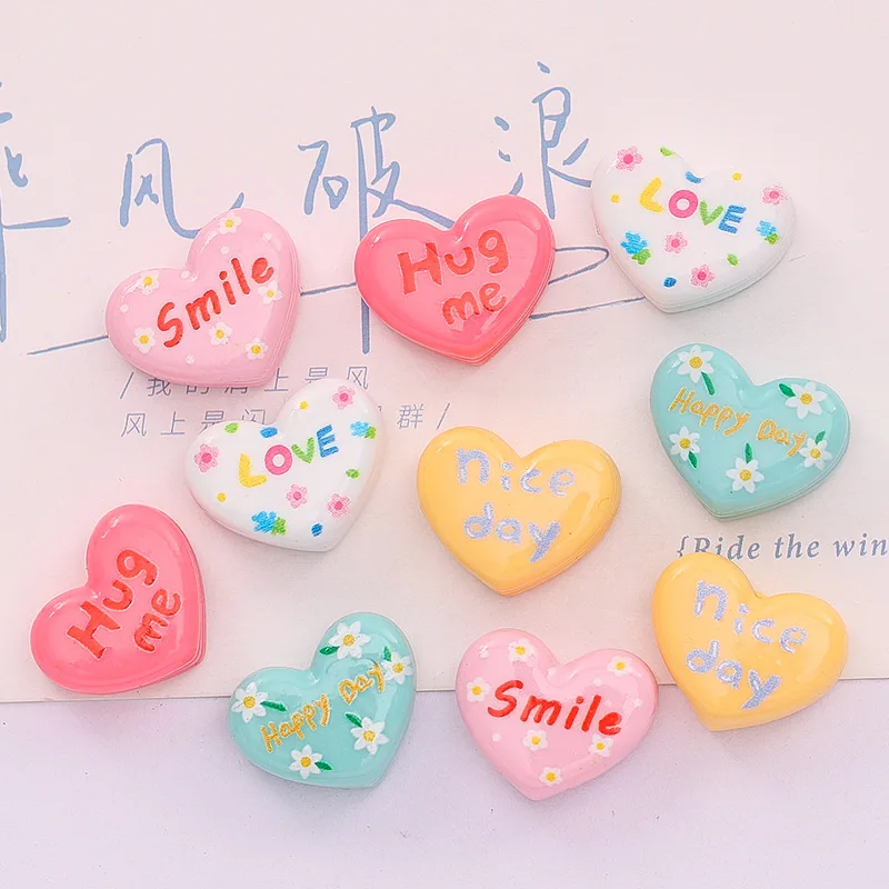 10 шт. новые милые мультяшные украшения в форме сердца на День святого Валентина, смола для скрапбукинга, ювелирные изделия «сделай сам», шпилька, аксессуары, ремесло A80