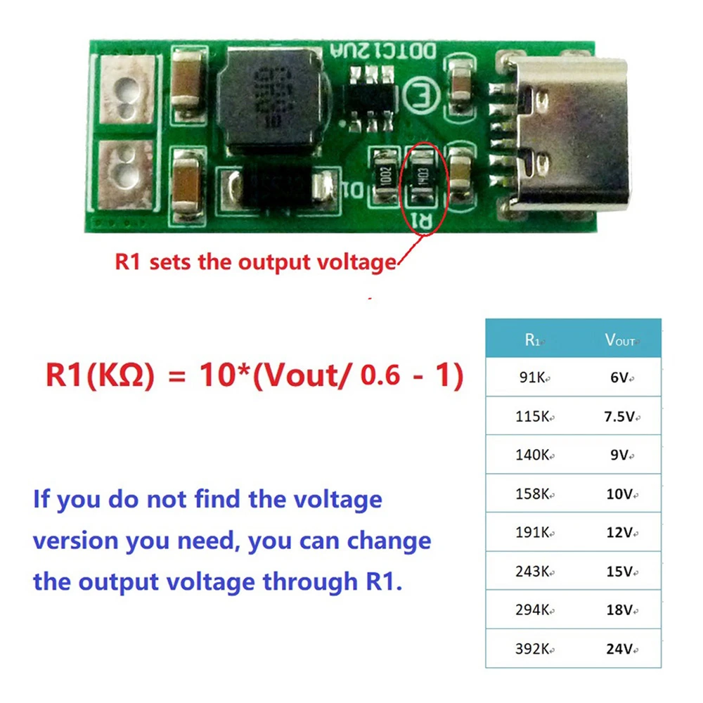 9 Вт Mini Type-C USB DC 5V to 6V 9V 12V 15V 24V повышающий преобразователь |