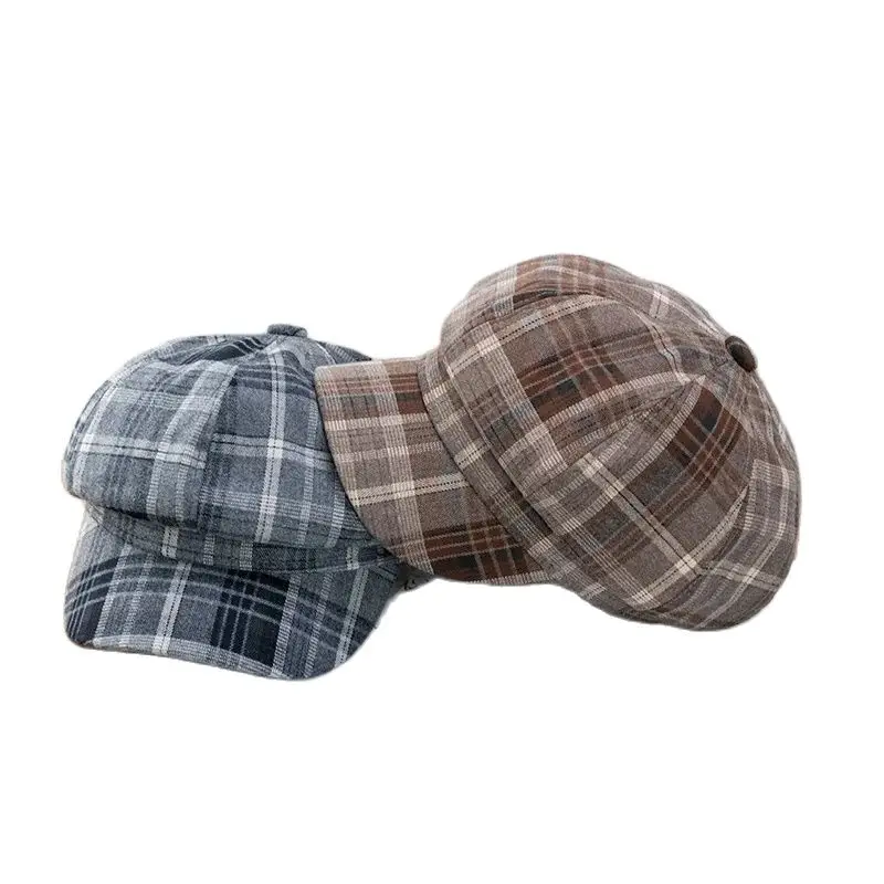 Британский винтажный кофейный берет художественный восьмиугольный преппи