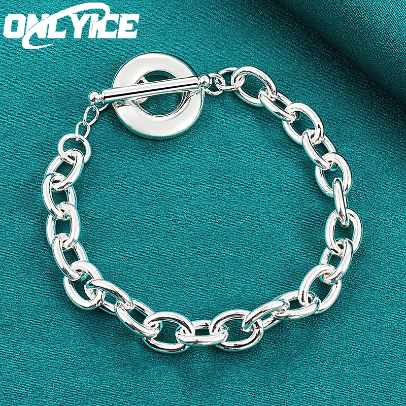 

Hot Sale 925 Sterling Silver Simple Base Chain Bracelet Ot Buckle For Women Man Fashion Wedding Party Jewelry High Quality Gifts