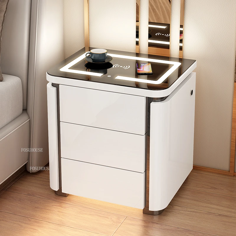 

European Homestay Furniture Smart Bedside Tables Solid Wood Cloakroom Drawer Nightstands Dormitory Muebles Hogar Decoration
