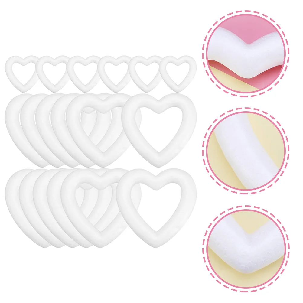 

18 Pcs Heart Foam Shapes Household Gadgets Polystyrene Rings Ornament Wreath Bubble Heart Wedding Foam Wreath Form