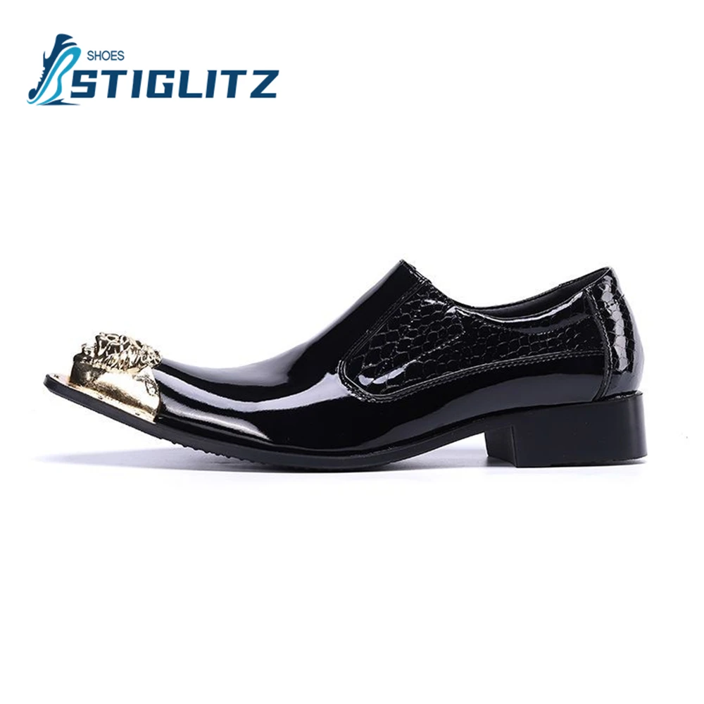 Мюли мужские из лакированной кожи