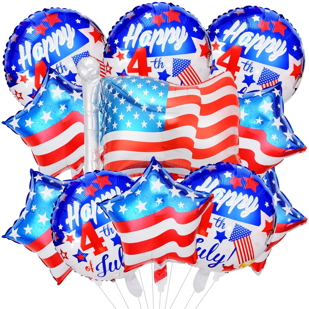

10/20Pcs 4th of July Balloons American Flag Star Foil Balloons for Independence Day Patriotic Party Labor Day Decor Supplies