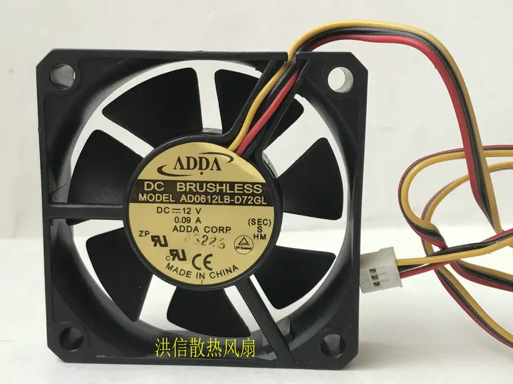 Охлаждающий 3-проводной вентилятор для сервера ADDA AD0612LB-D72GL DC 12 В 0,09a 60x60x15 мм