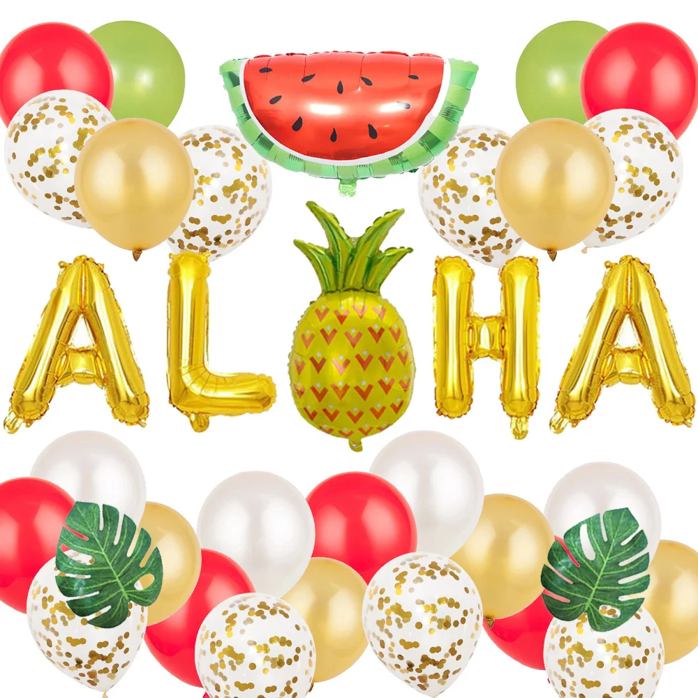 

26pcs of Hawaii Aloha balloon set beach Birthday balloons DIY wedding decoration summer holiday celebrate event supplies