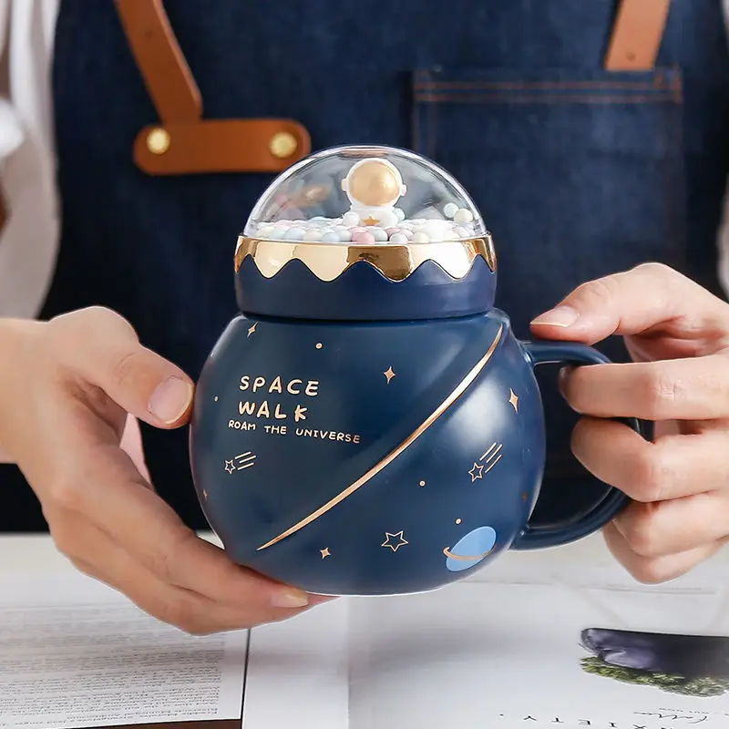 

Planet Coffee Mug with Lid Creative Ceramic Breakfast Home Lovers Tea Cup Student Coffeeware