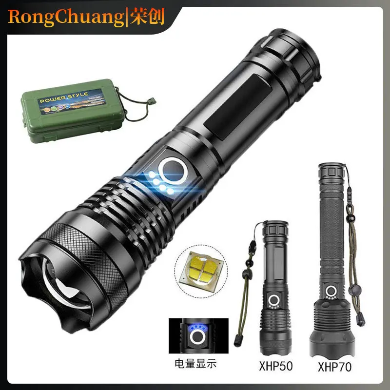 Светодиодный фонарик XHP100 высокой мощности перезаряжаемый 4 ядра Фонарь ручной Usb