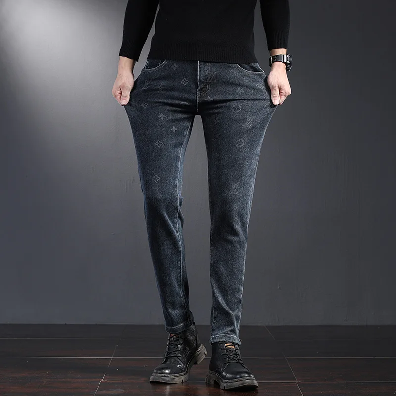 

2023 Winter and Autumn High Quality Mens Black Blue Cotton Jeans Fashion Casual Skinny Jeans Men Pants