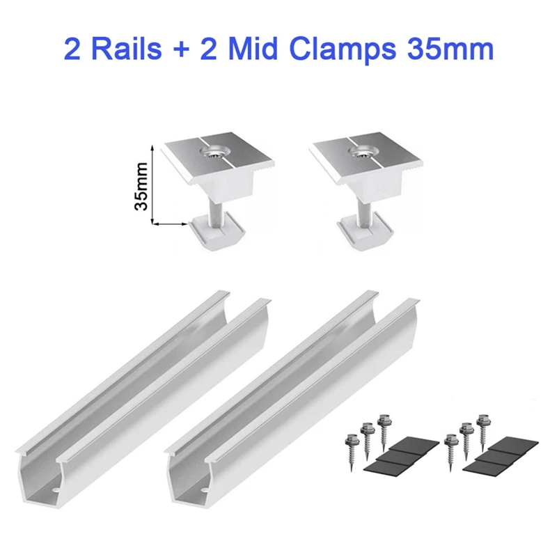 Solar Panel Mount Bracket Rails Clamp Fastening Module Mounting PV Power Supplies Trapezoidal Roof 35Mm Easy Install