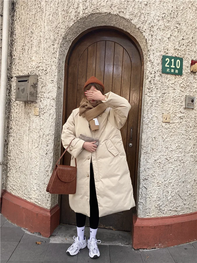 2022 New Arrival Fashion Loose Women Winter Lapel Jacket Cotton Padded Warm Thicken Ladies Coat Long Coats Parka Outwear