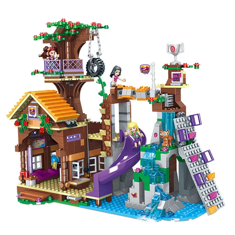 

872PCS Friends Adventure Camp Tree House Stephanie Figures Kit Building Blocks Girl Emma Toys Legoinglys Friend 41122 Gifts