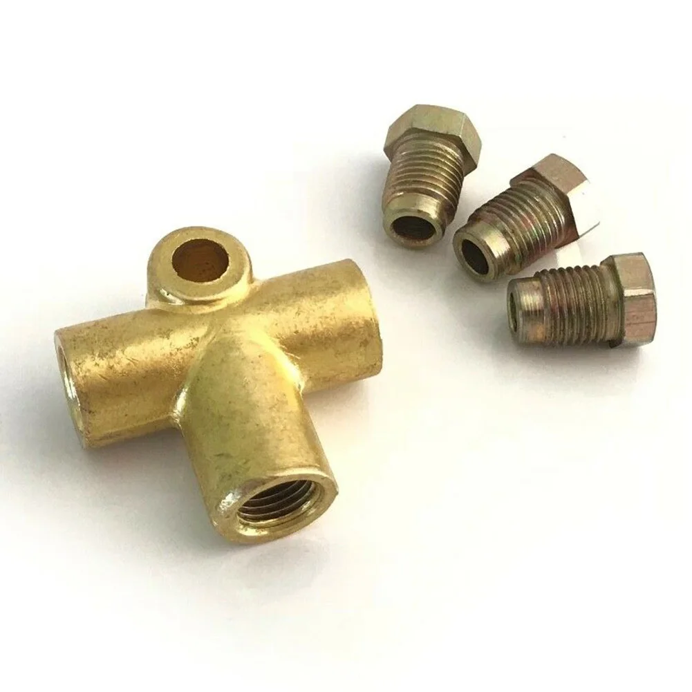 

3-Way Brake T Piece Tee W/ 3 Male Nuts Short Union Metric M10 3/16\" Pipe Fitting