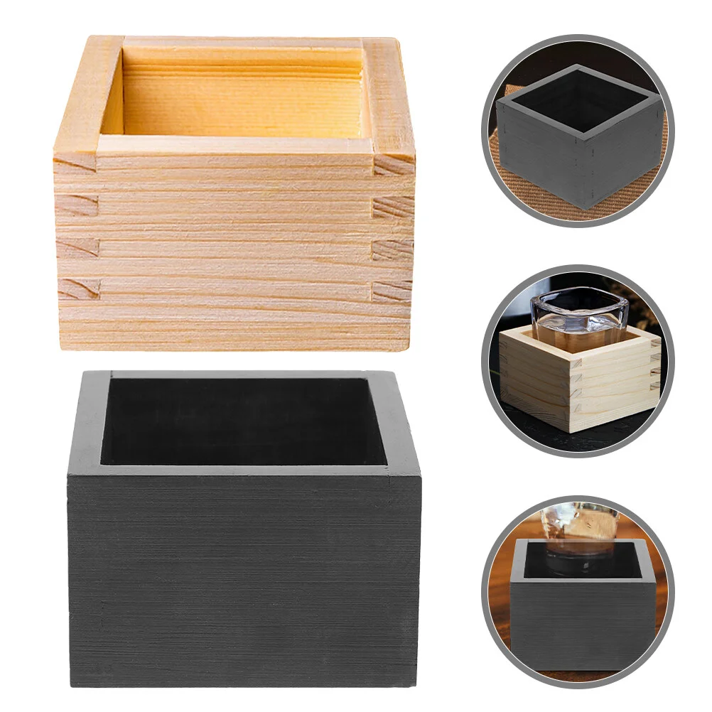 

2 pcs Sushi Wooden Boxes Sake Cup Boxes Japanese Wooden Box Japanese Square Box