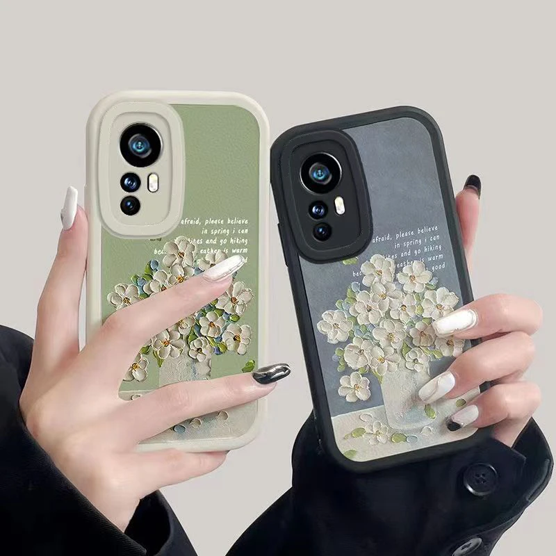 

Watercolor Painting Flower Case For Xiaomi Mi 12 Lite 13 11T Poco F5 X5 X3 Pro F3 Redmi 10C Note 12 11S 10 9 Leather Soft Cover