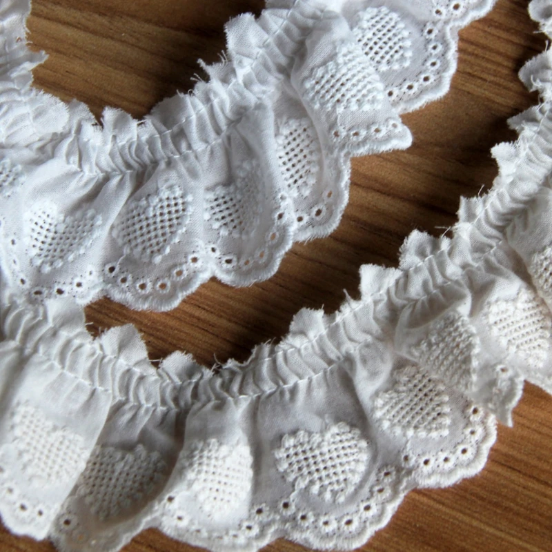Хлопковая плиссированная отделка с рюшами полый гипюр для вышивки 3D кружевная
