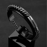 vintage chain link men bracelet 316 stainless steel metal handmade punk rock motorcycle bracelets male hand jewelry accessories