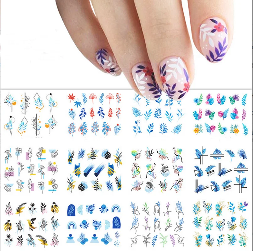 

Water Transfer Nail Decals Spring Watercolor Tropical Palms Leaves Stickers Decoration For Nail Art Manicure Beauty