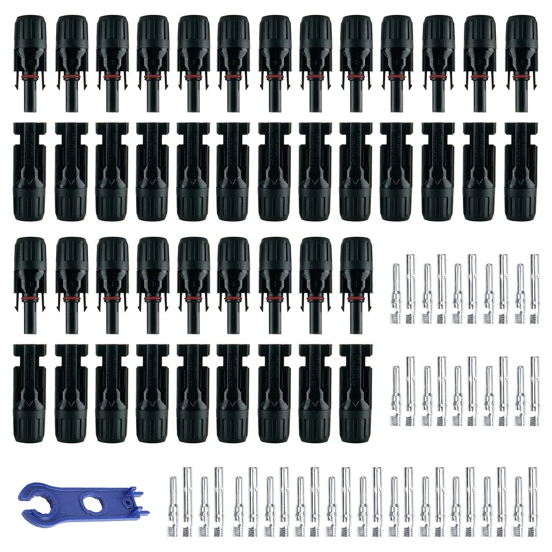 

44 PCS 1000V 30A PV Solar Connectors IP67 Waterproof Connectors Solar Panel Cable Connectors With Spanners Male/Female 22 Pairs