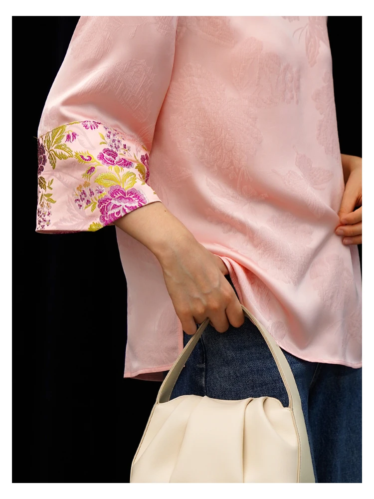 Женские Жаккардовые Рубашки с широкими пионами [Uxzj090