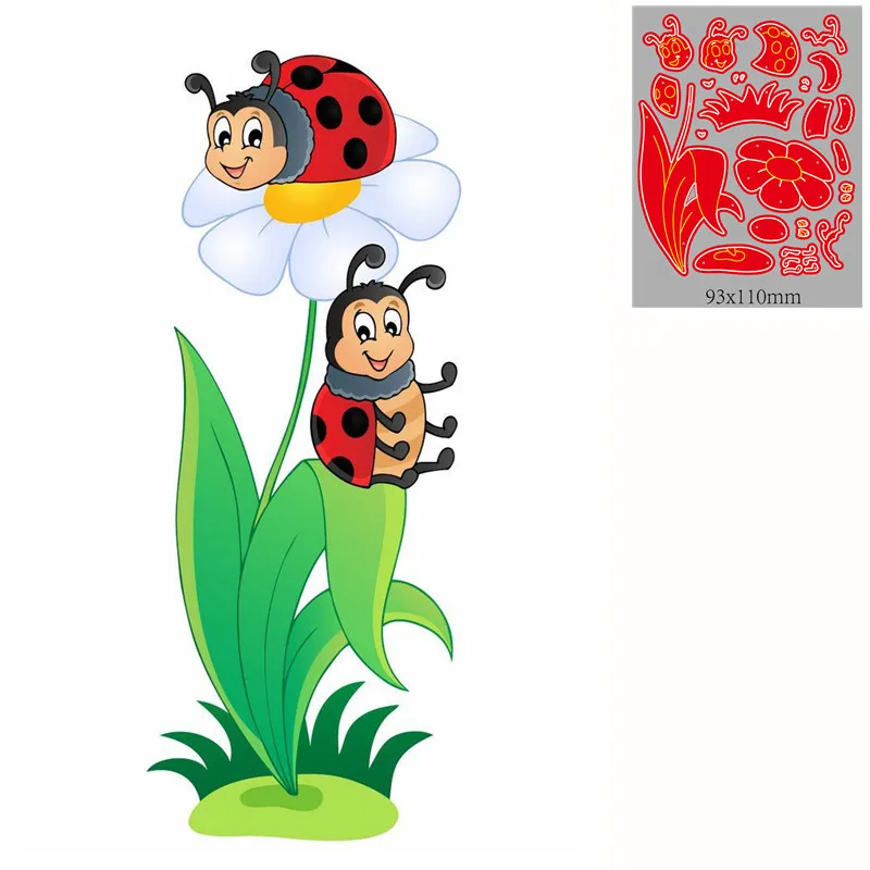 Металлические Вырубные штампы Божья коровка Скрапбукинг искусственное тиснение