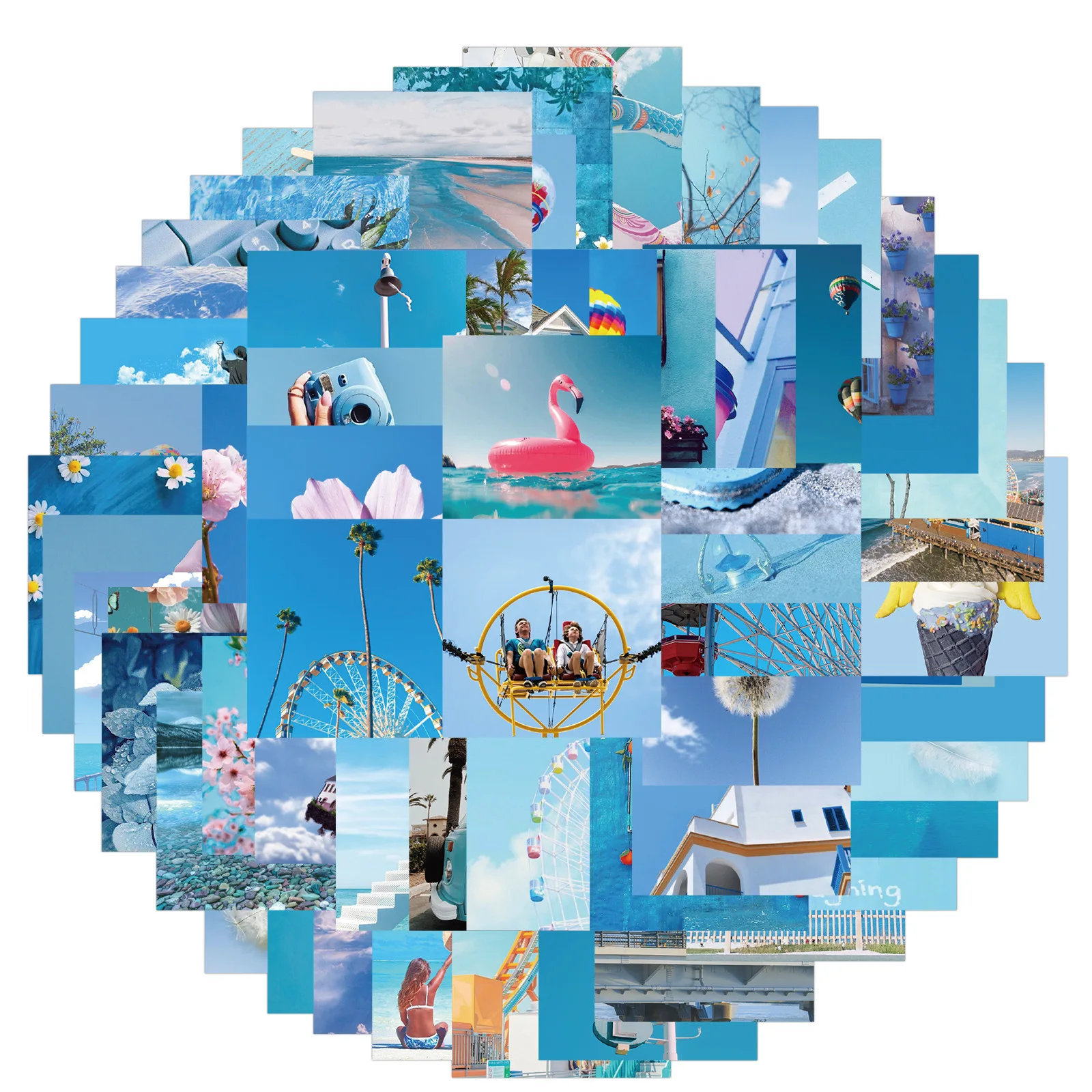 

10/30/62Pcs Ins Blue Landscape Stickers Aesthetic DIY Motorcycle Notebook Phone Skateboard Suitcase Waterproof Sticker Kids Toys