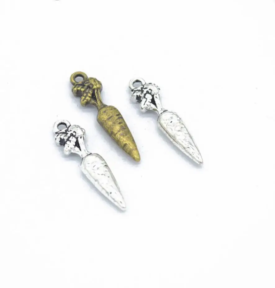 

60pcs Charms Carrot Rabbit 25x6mm Antique Silver Color Plated Pendants Making DIY Handmade Tibetan Silver Color Jewelry F0186