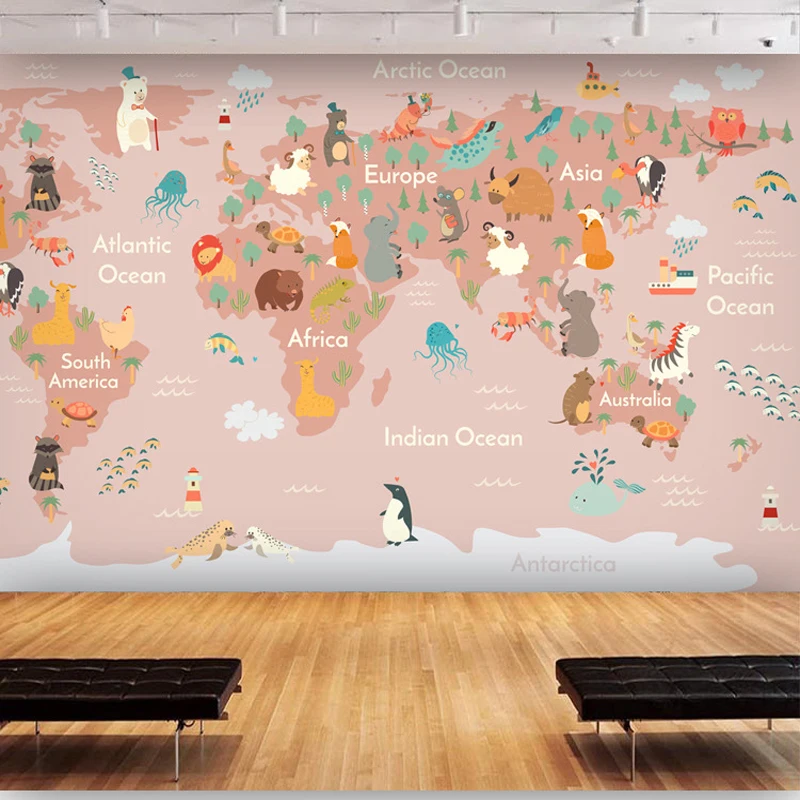 

Bacal (17 Styles) Cars World Map Kids Wall Sticker for Bedroom Decoration Nursery Room Backdrop 3d Cartoon Wallpaper Deocr Papel
