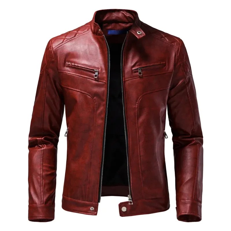 

2022 Men Winter Casual Motor Leather Jacket Coat Men Autumn Fashion Biker Vintage Warm Leather Jacket Coat Men Clothing S-2XL