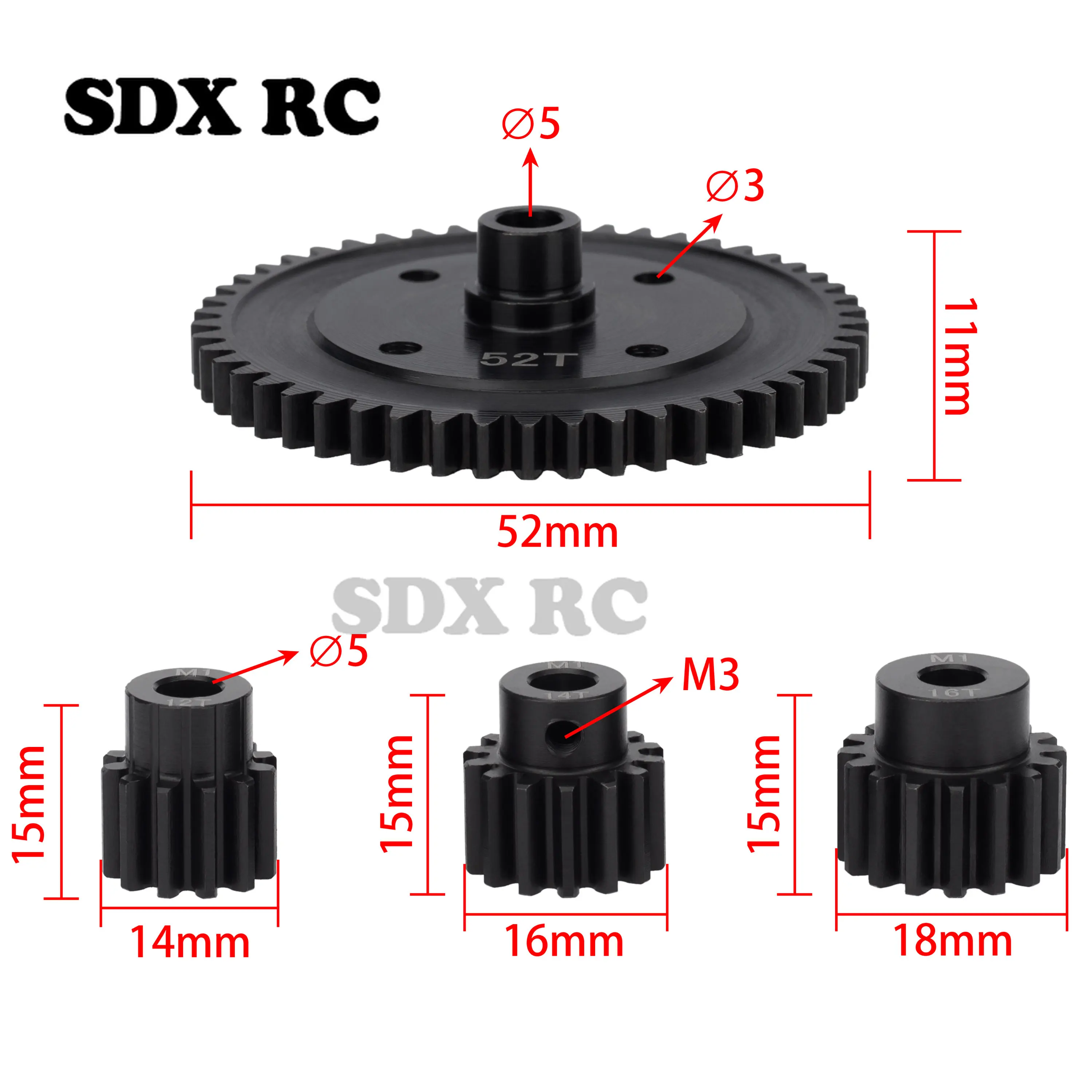 

M1 52T Steel Spur Gear 12T 14T 16T Pinion Gear Center Diff Gear for ARRMA 1/8 KRATON OUTCAST TALION 1/7 MOJAVE FIRETEAM