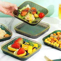 40hotbone dish stackable square thick clear waterproof tableware plastic easy to clean fruit tray for dining room