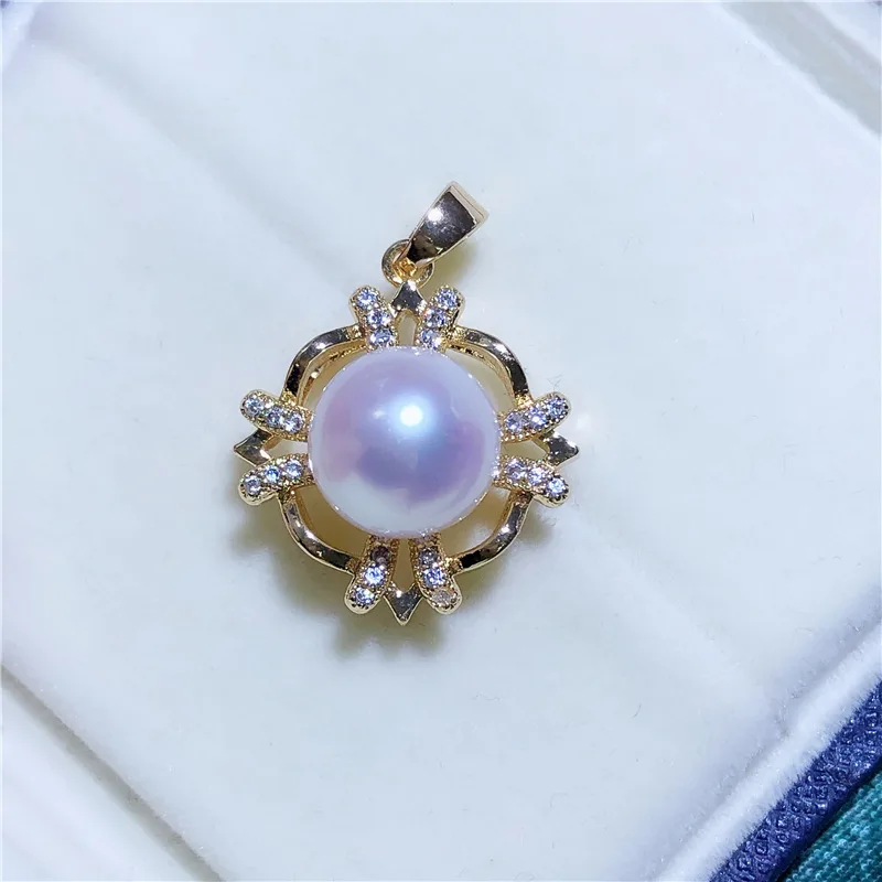 

HUGE New AAAA 9-10mm 10-11mm 11-12mm 12-13mm bread Pearl 18K Gold Plated Zircon Necklace Pendant 18in