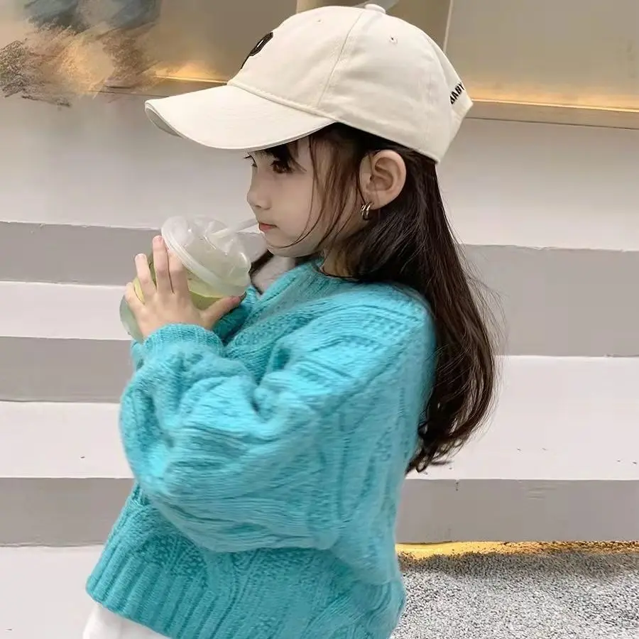 

Одежда для девочек, осенне-зимний вязаный пуловер, топ, Новая модная Милая теплая Повседневная однотонная Мягкая Милая Свободная кофта для ...