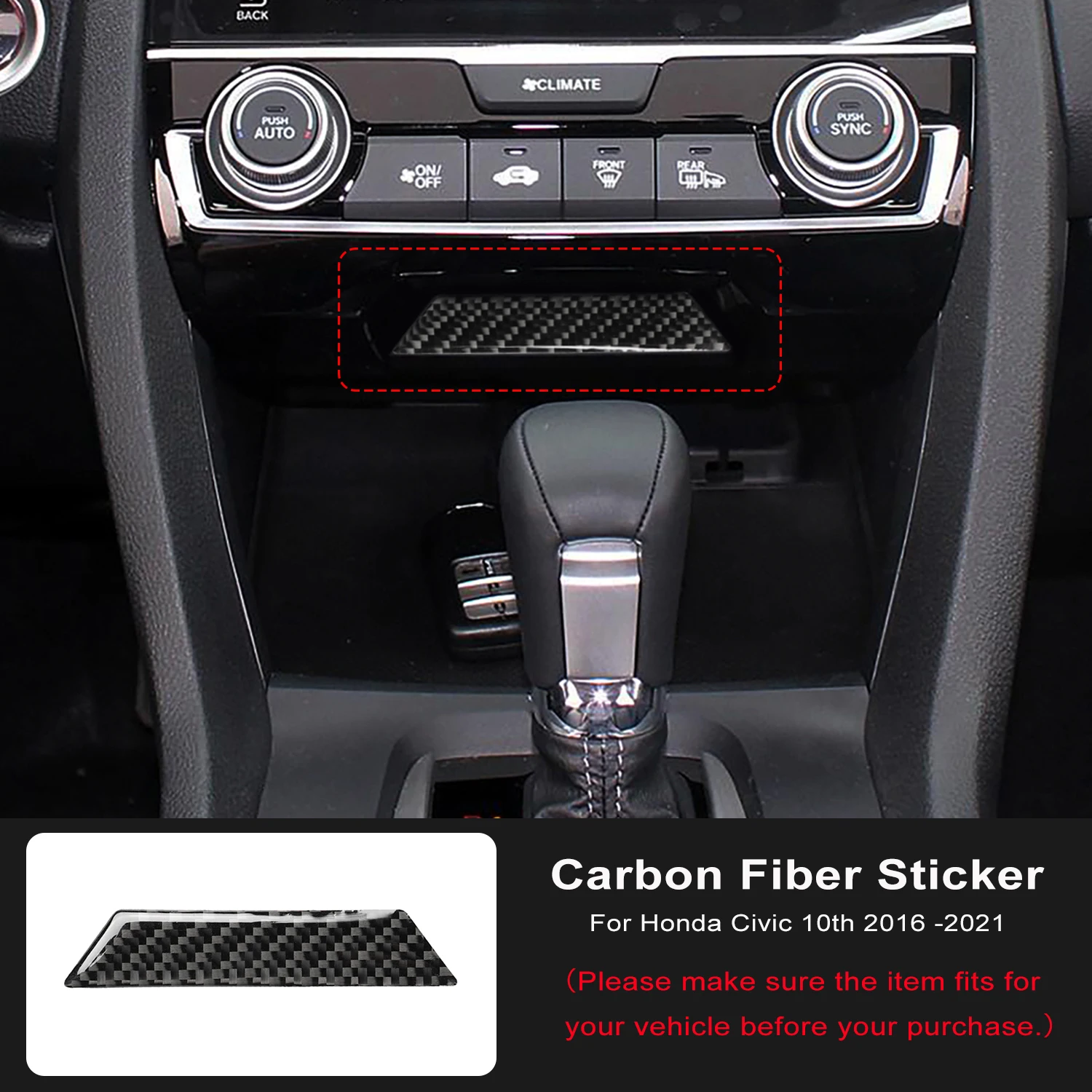 

Наклейка из натурального углеродного волокна для Honda Civic 10, 2016, 2017, 2018, 2019, 2020, аксессуары для хранения внутренней отделки коробки RHD LHD
