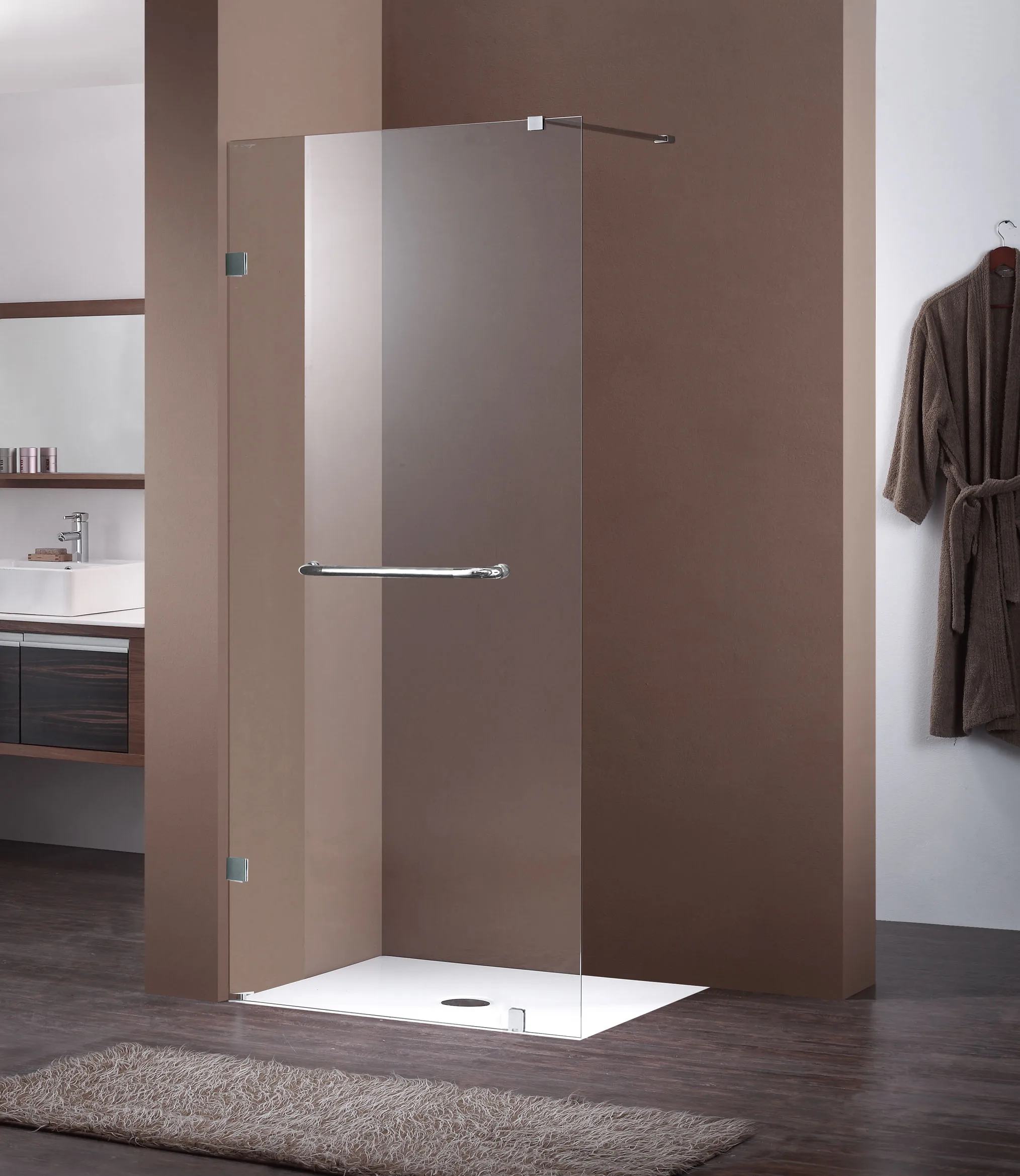 Фиксированная прогулка из закаленного стекла в рамке душевая панель стеклянная