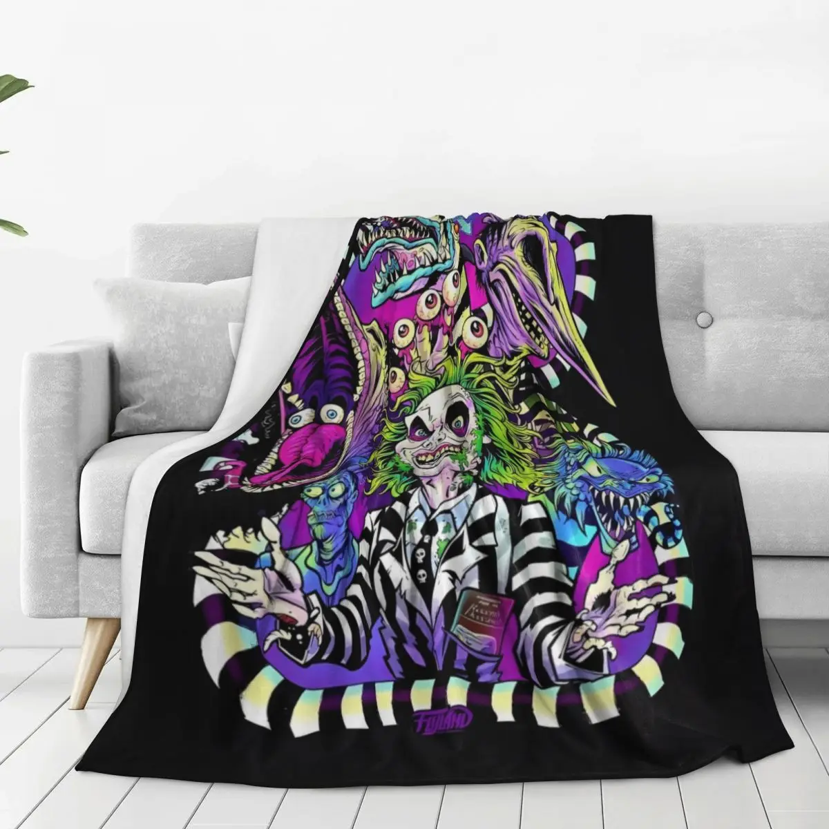Теплое одеяло для кемпинга B-Beetlejuice Horror Art фланелевое покрывало дивана кресла