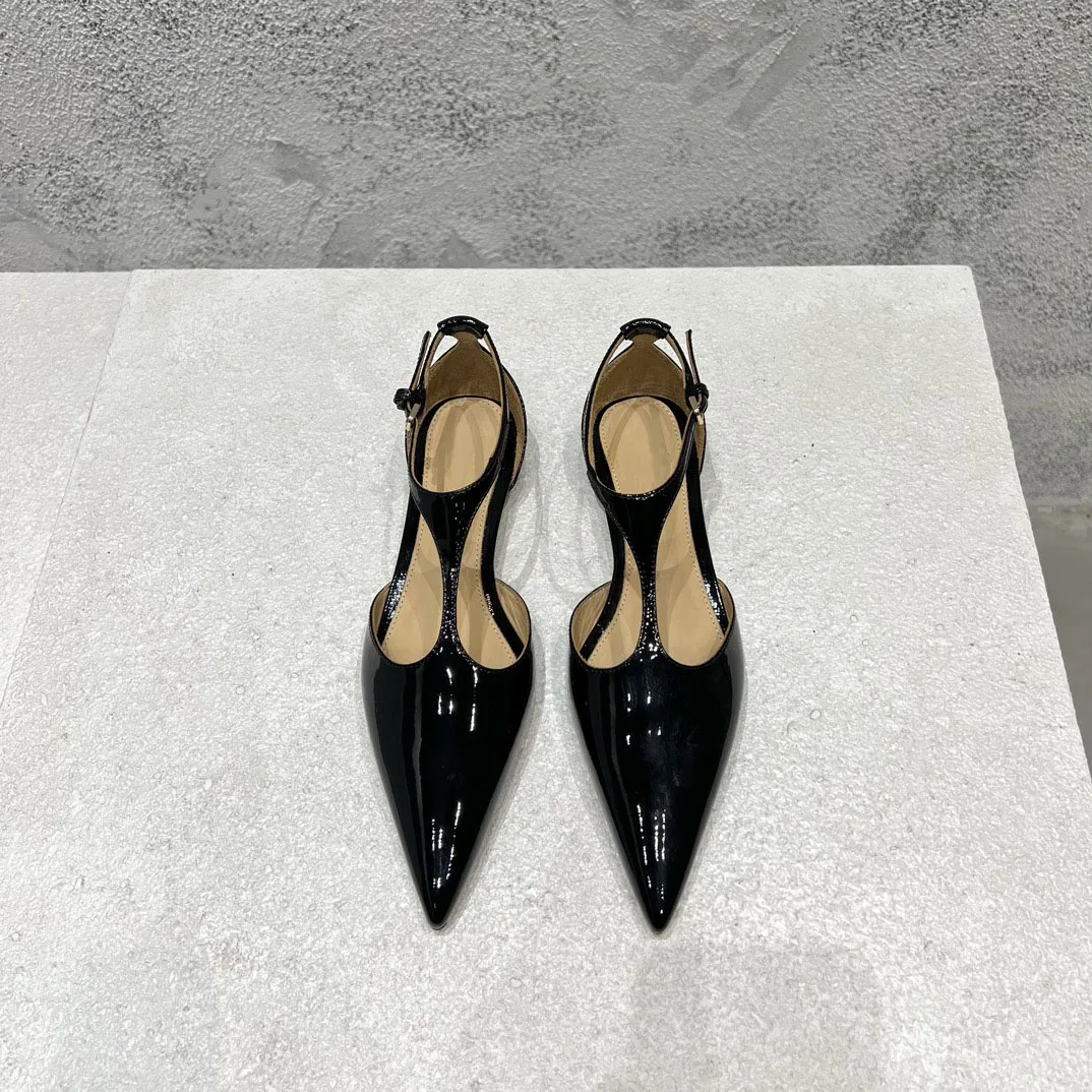 Women Shoes T-bar Pointed Toe Patent Leather Ballerina Flat Perfect Fashion