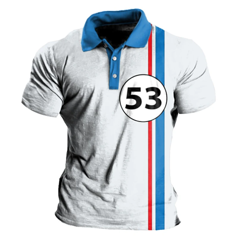 

Summer men's digital printed man casual button polo shirt