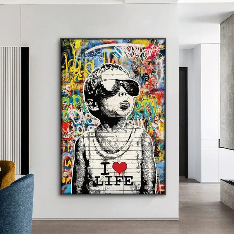 Печать на холсте &quotУличный стиль граффити маленький мальчик&quot