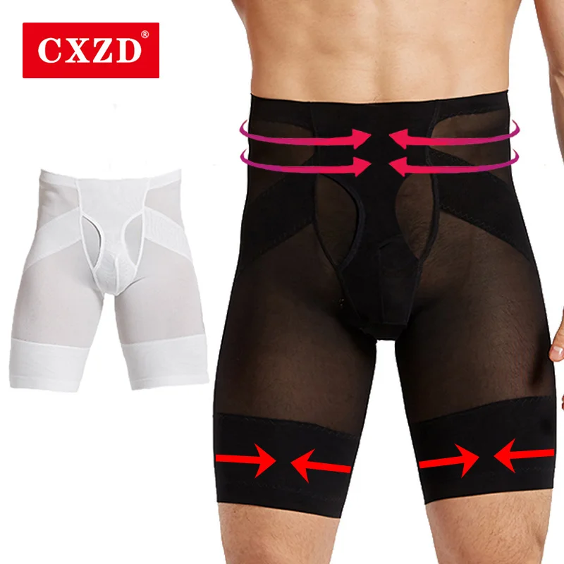 

CXZD 2021 High Waist Shapewear Modeling Pants Boxer Briefs Stretch Mens Body Shaper Compression Shorts Underwear Seamless Belly