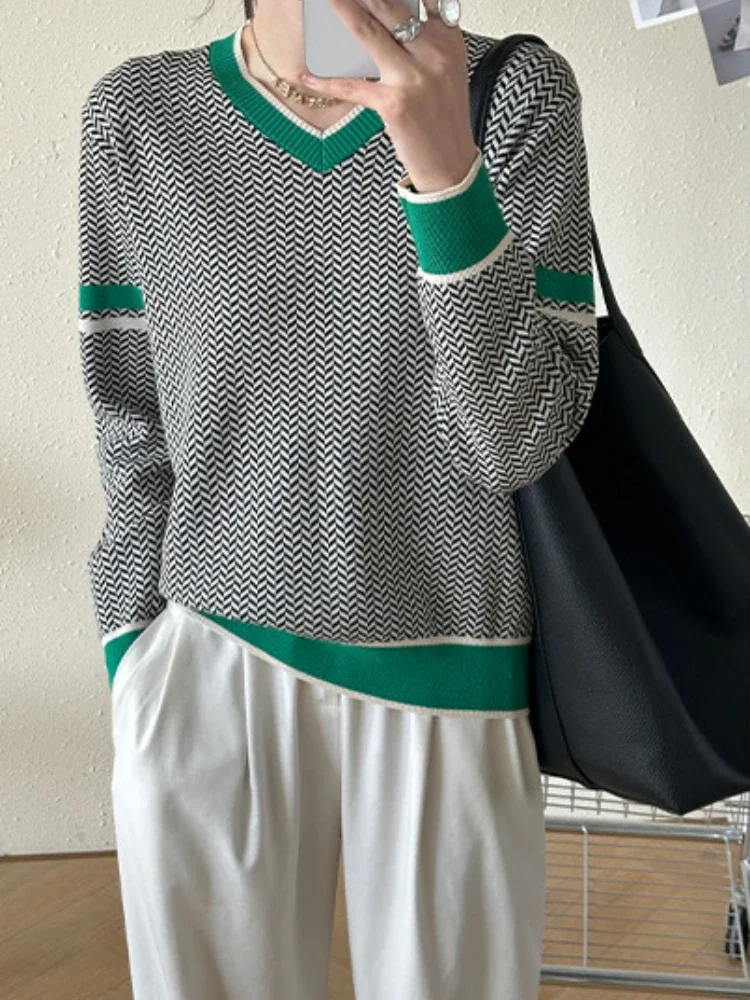 Осень/зима 2023 модная новая женская толстовка с капюшоном в стиле ретро вязаный