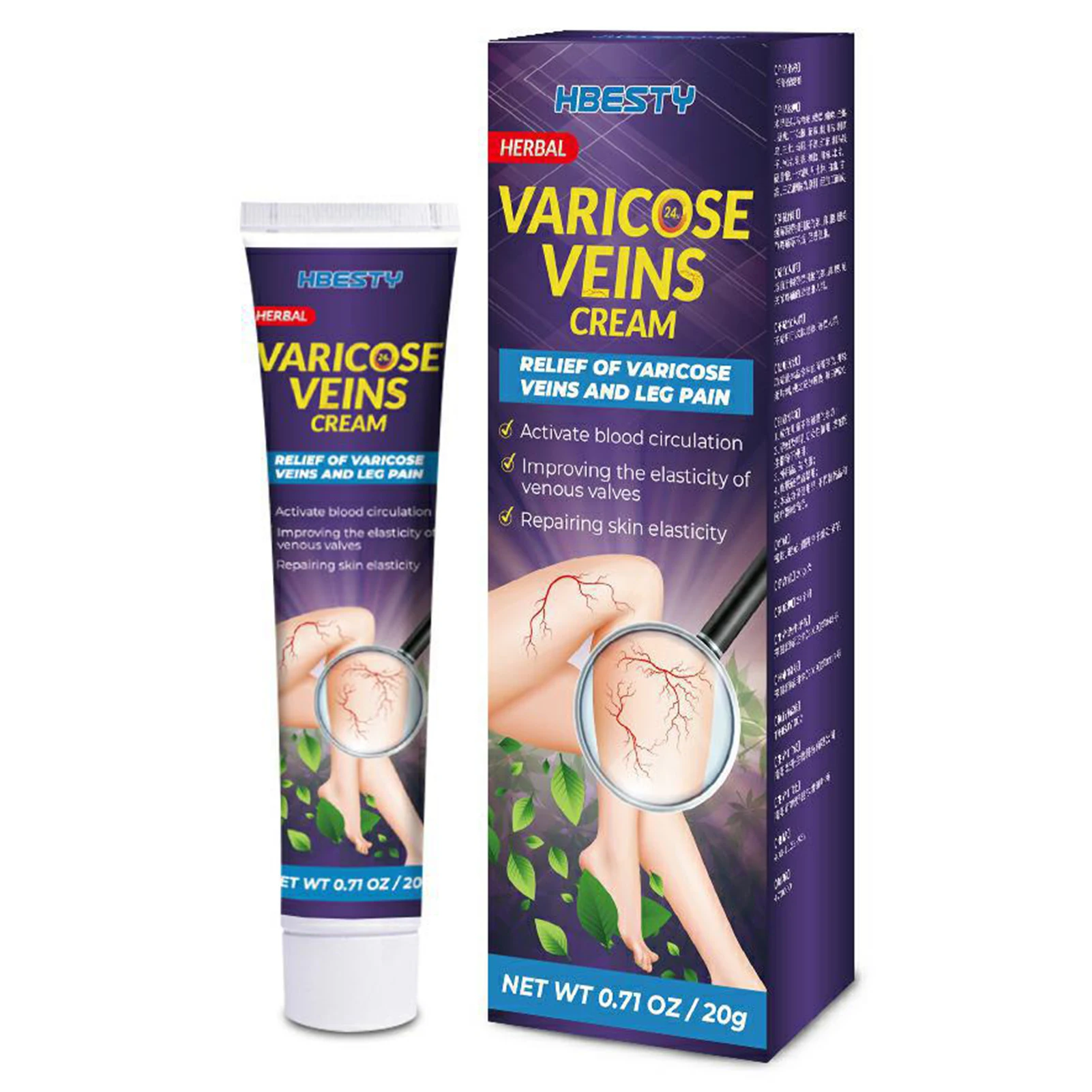 

Крем от варикозного расширения вен улучшает гладкость кожи, легко использовать для лечения и защиты вен ног