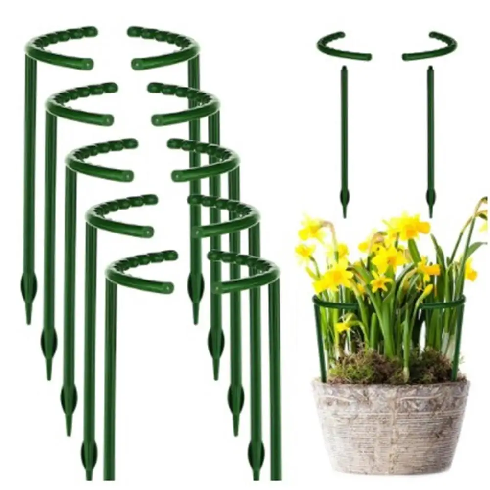 

6pcs Plant Support Ring Metal Half Round Plant Stakes For Flowers Vegetables Indoor Leaf Plants (14.5 X 15.0 Cm)