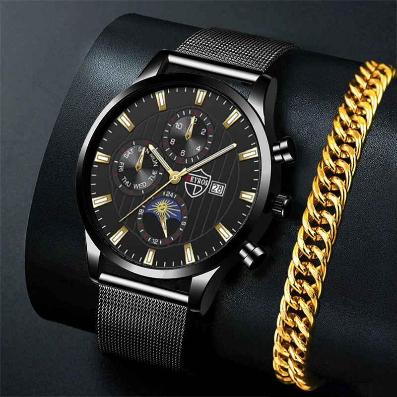 

uhren herren Luxus Neue Herren Business Uhren Edelstahl Mesh Gürtel Quarz Armbanduhr Männer Sport Armband Casual Leucht Uhr Uhr