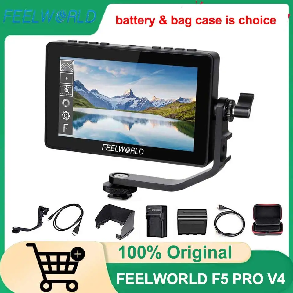 Фото FEELWORLD F5 PRO V4 6-дюймовый сенсорный экран 3D LUT Field Monitor DSLR-камера с внешним комплектом питания F970 Входной выход HDMI 4K №1